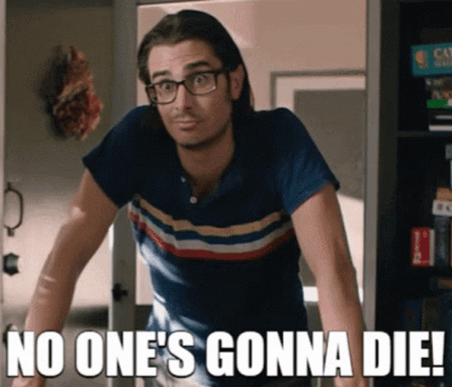 Man Glasses Striped Shirt No One's Gonna Die