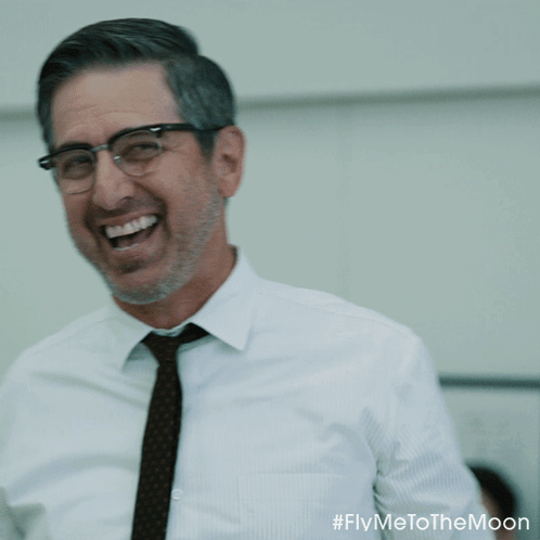 Man Glasses Tie Pointing Fly Me To Moon GIF