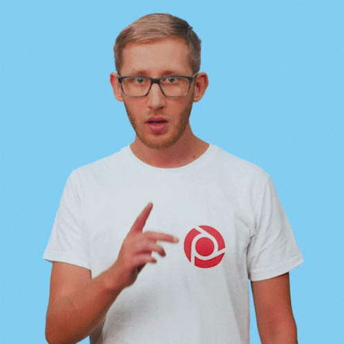 Man Glasses White T-Shirt Red Circle on Chest
