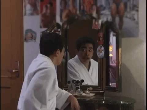 Man Got Scared Of His Own Reflection GIF