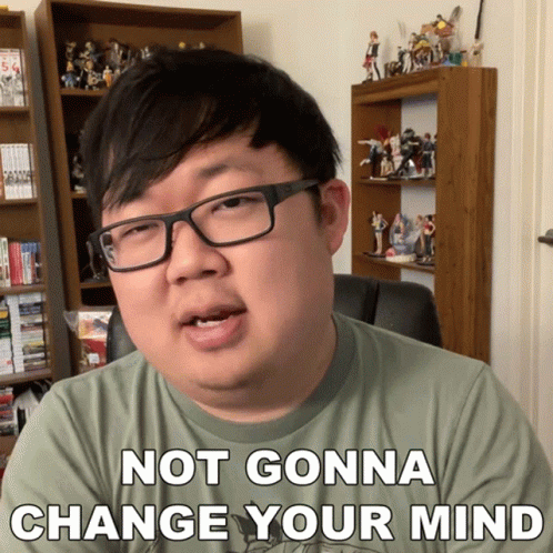 Man Green Shirt Says Not Gonna Change Mind