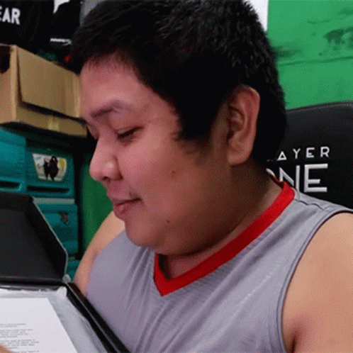 Man Grey Tank Top Red Collar Player One Chair