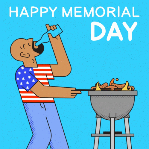 Man Grilling Sausages Drinking Bottle Memorial Day