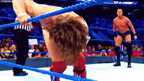 Man Handstand Wrestling Ring Another Watches GIF
