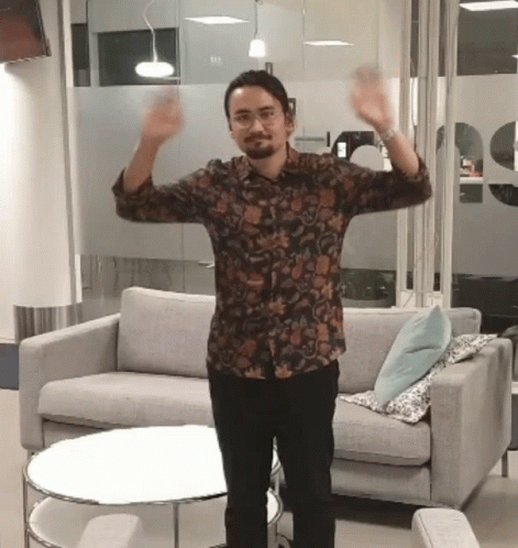Man Happily Waving Goodbye GIF
