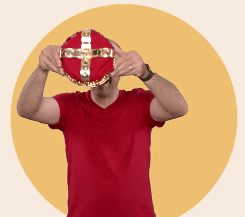 Man Happily Wearing King Crown GIF