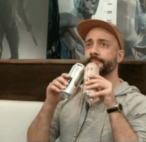 Man Have Two Cans Chugging Beer GIF
