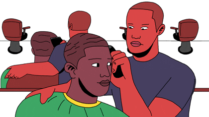 Man Having Haircut Animation GIF