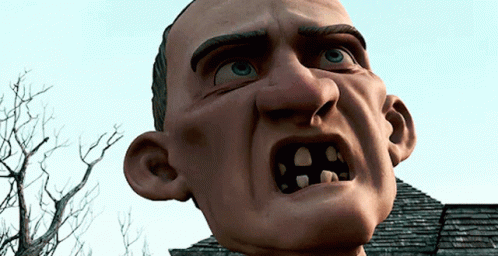 Man Head Statue With Big Mouth GIF