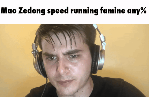 Man Headphones Mao Zedong Speed Running Famine Any % GIF