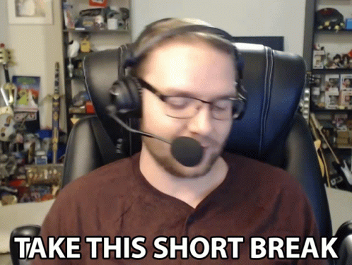 Man Headphones Microphone Says Take This Short Break