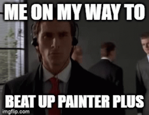 Man Headphones on Way to Beat Up Painter