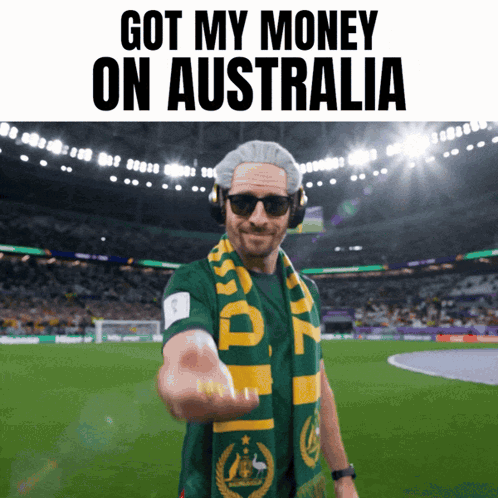 Man Headphones Scarf Got My Money on Australia