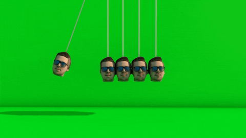Man Heads As Newton Pendulum GIF
