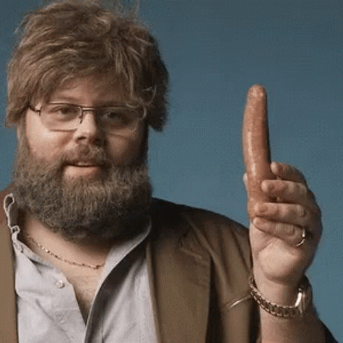 Man Holding A Soft Sausage GIF