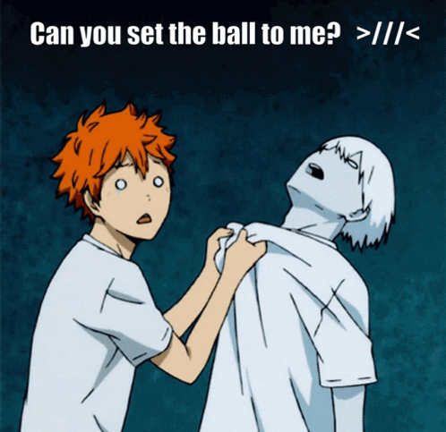 Man Holding Another Man's Shoulder Saying Can You Set The Ball To Me GIF