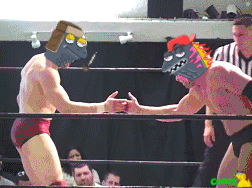 Man Holding Another on Shoulders in Wrestling Ring