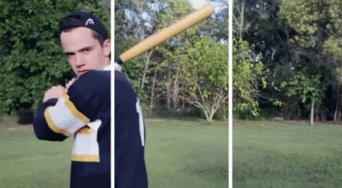 Man Holding Baseball Bat in Field