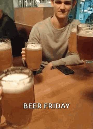 Man Holding Beer Saying Beer Friday