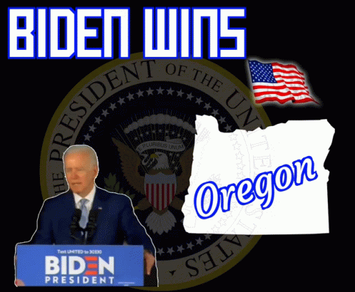 Man Holding Biden Sign Before Presidential Seal GIF