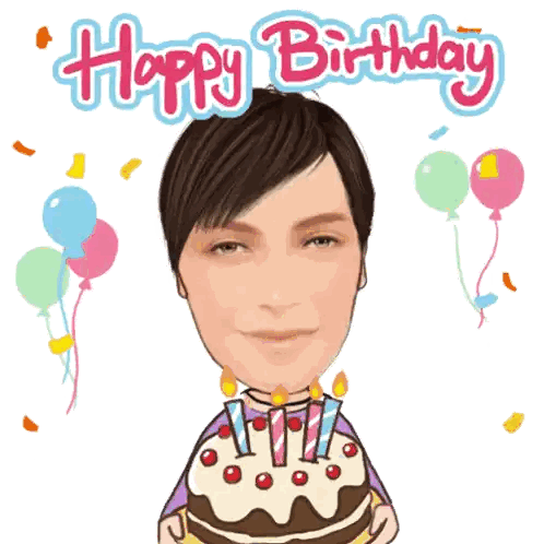 Man Holding Birthday Cake with Happy Birthday