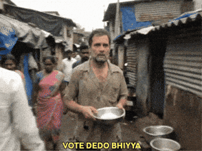 Man Holding Bowl Saying Vote Dedo Bhiyoa GIF