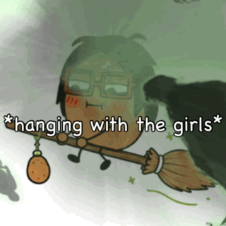 Man Holding Broom Hanging With the Girls