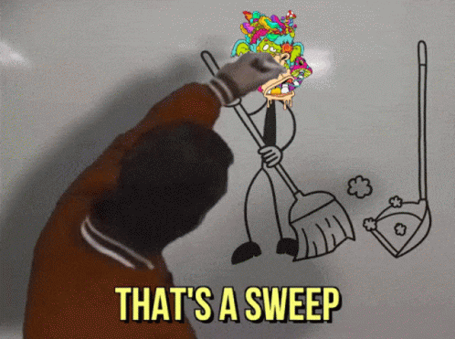 Man Holding Broom Sweep Below GIF