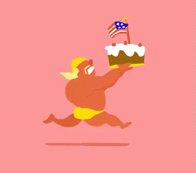 Man Holding Cake With American Flag GIF