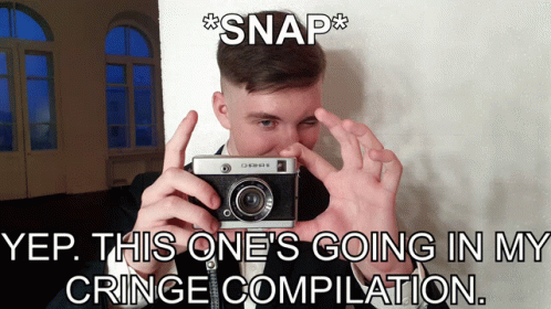 Man Holding Camera Snap Cringe Compilation GIF