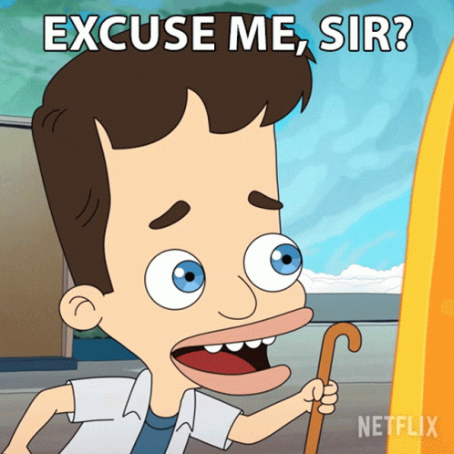 Man Holding Cane Saying Excuse Me Sir