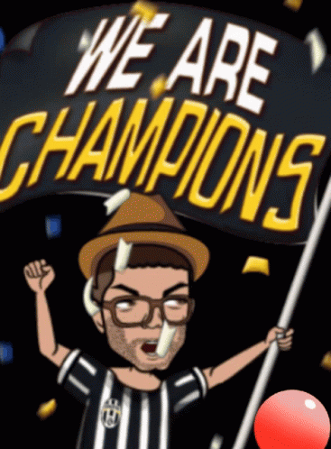 Man Holding Champions Banner