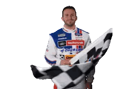 Man Holding Checkered Sundco Flag