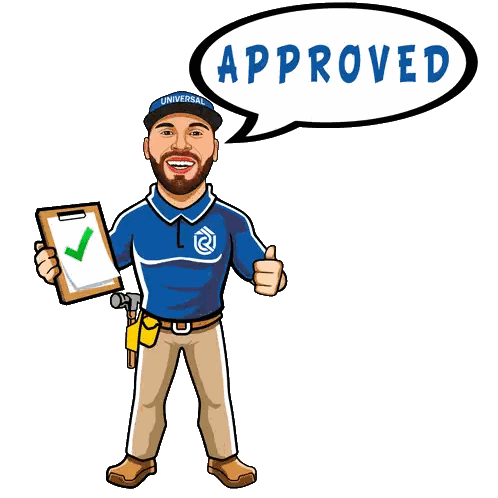 Man Holding Clipboard Approved Speech Bubble