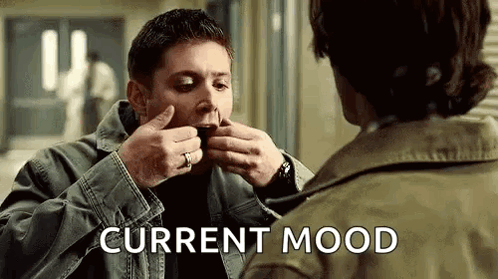 Man Holding Coffee In Mouth Says Current Mood GIF