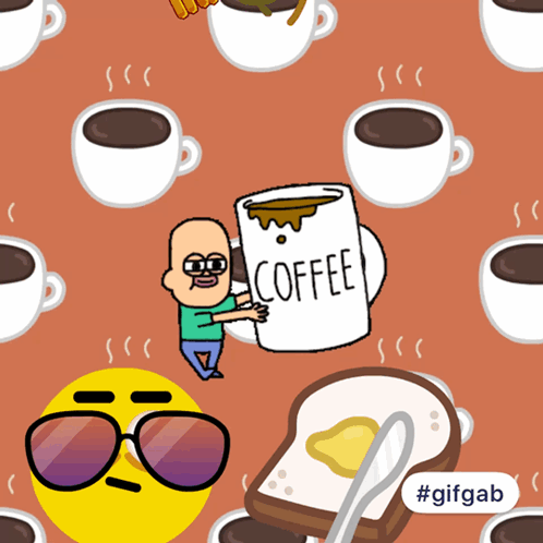 Man Holding Coffee Mug Surrounded by Cups