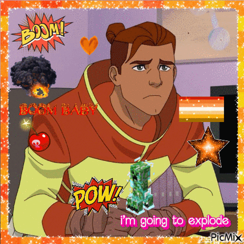 Man Holding Creeper Saying Pow I'm Going To Explode GIF