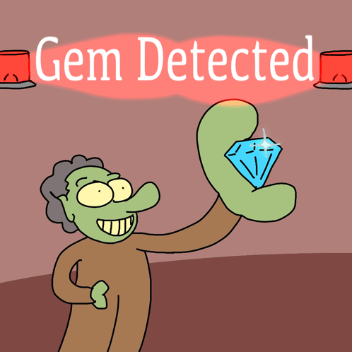Man Holding Diamond Under Gem Detected Sign
