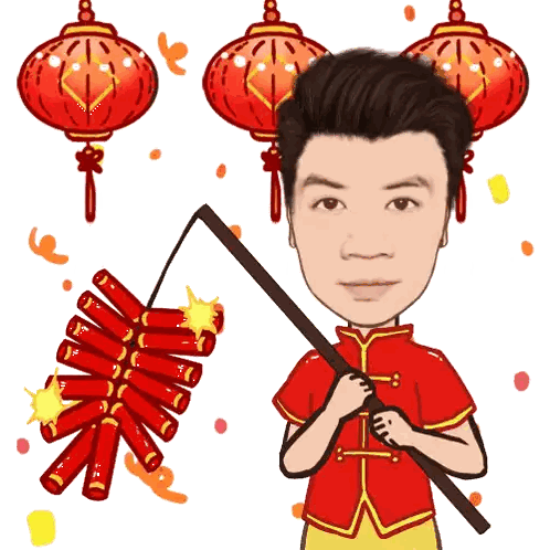 Man Holding Fireworks with Lanterns