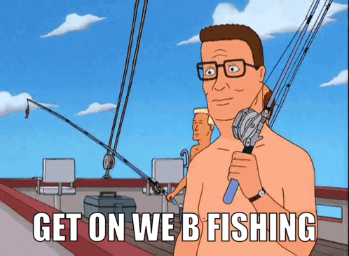 Man Holding Fishing Rod Get On Web Fishing