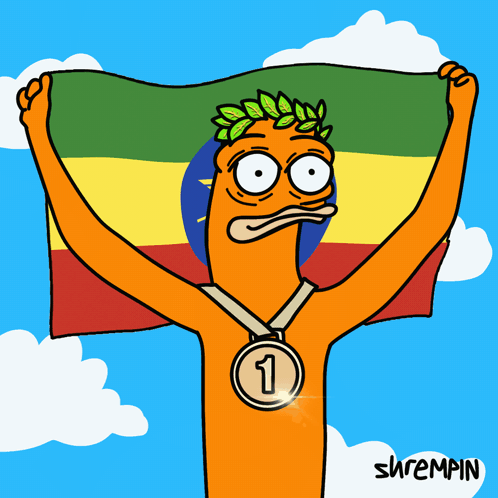 Man Holding Flag And Number 1 Medal GIF