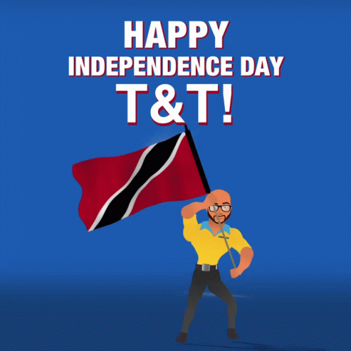 Man Holding Flag Saying Happy Independence Day T&T