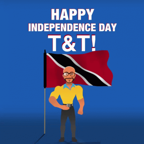 Man Holding Flag Saying Happy Independence Day T&T