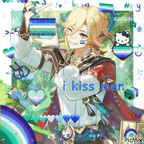 Man Holding Flag Saying I Kiss Men GIF