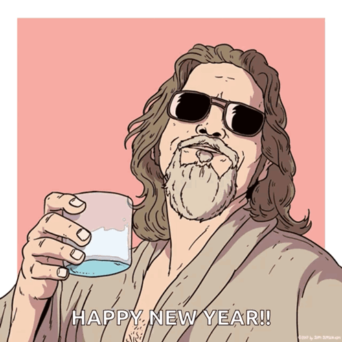Man Holding Glass Happy New Year