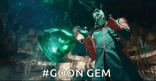 Man Holding Green Emerald Says Goon Gem GIF