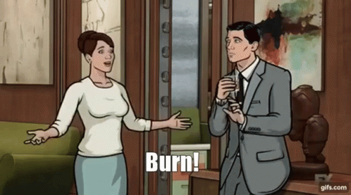Man Holding Gun and Woman Saying Burn