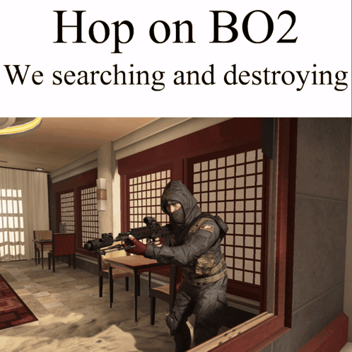 Man Holding Gun Hop on BO2 We Searching and Destroying