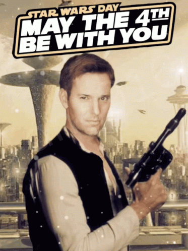 Man Holding Gun May the 4th Be With You