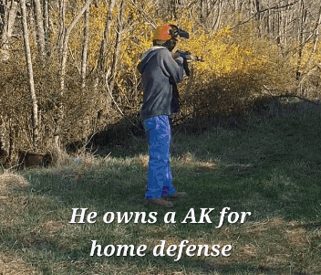 Man Holding Gun Saying He Owns an AK for Home Defense Field